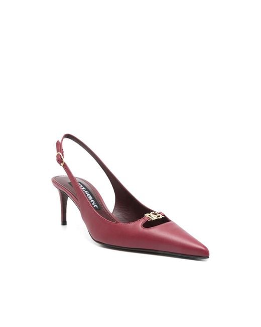 Dolce & Gabbana Pink Lollo Logo Plaque Slingback Pumps