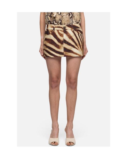 7 For All Mankind Natural Short Zebra-Print Skirt