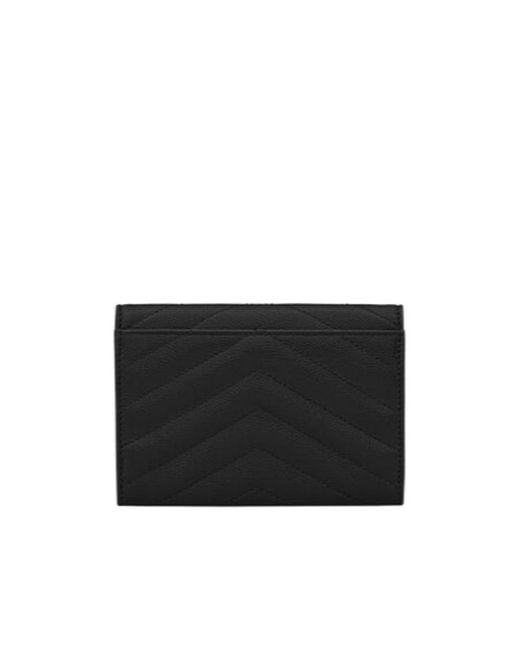 Saint Laurent Black Cassandre Matelassé Wallet