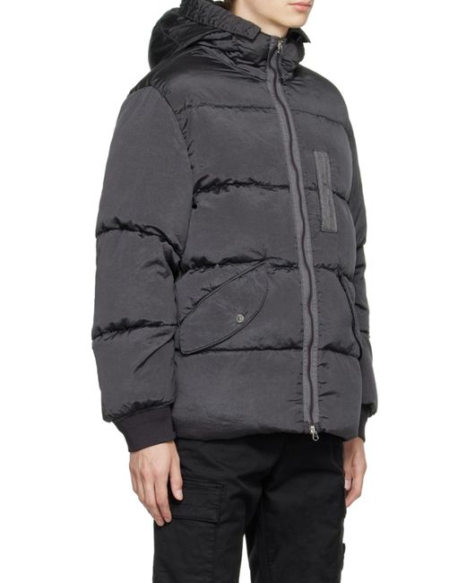 Stone Island Gray Compass Logo-Patch Padded Jacket for men