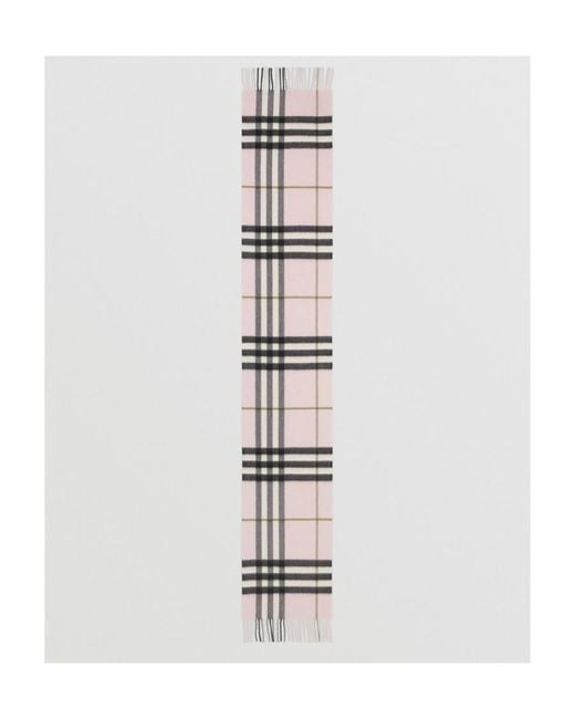 Burberry White The Classic Checked Fringed Scarf