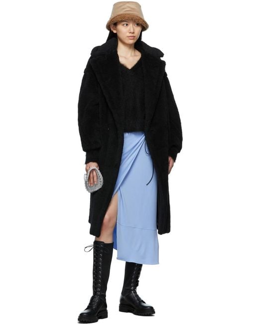 Max Mara Black Tedgirl Button-Up Long Coat