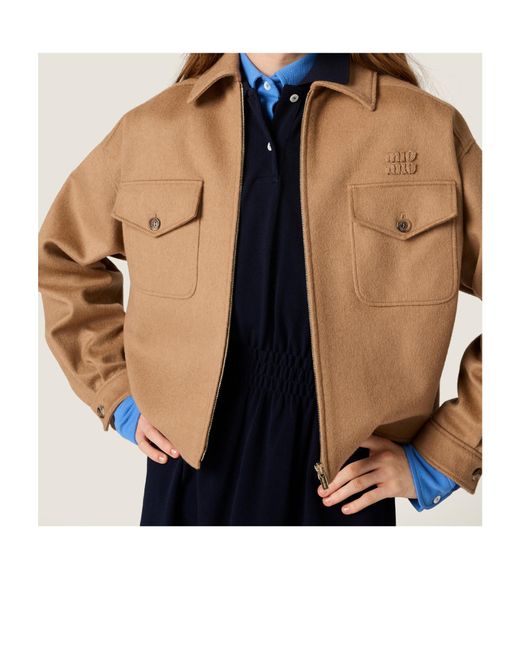 Miu Miu Brown Bonded Camel Hair Blouson Jacket