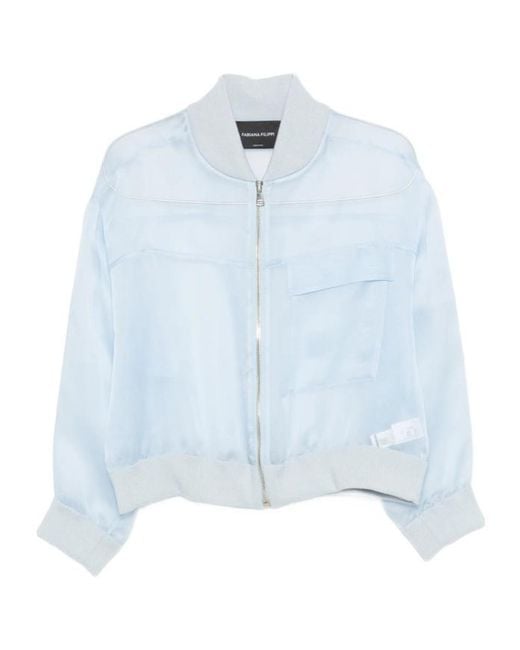 Fabiana Filippi Blue Zippered Casual Jacket