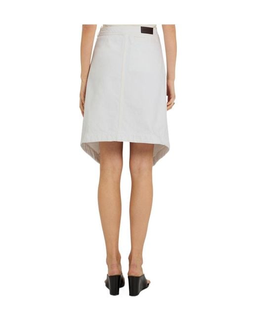 Lemaire White Asymmetric Denim Mini Skirt
