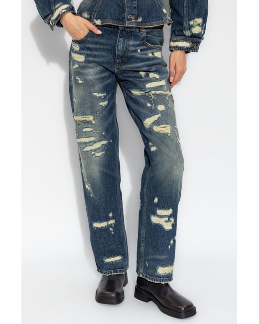 Marc Jacobs Blue The Rip And Repair Straight-Leg Jeans