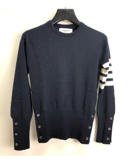 Thom Browne Blue 4-Bar Crewneck Jumper