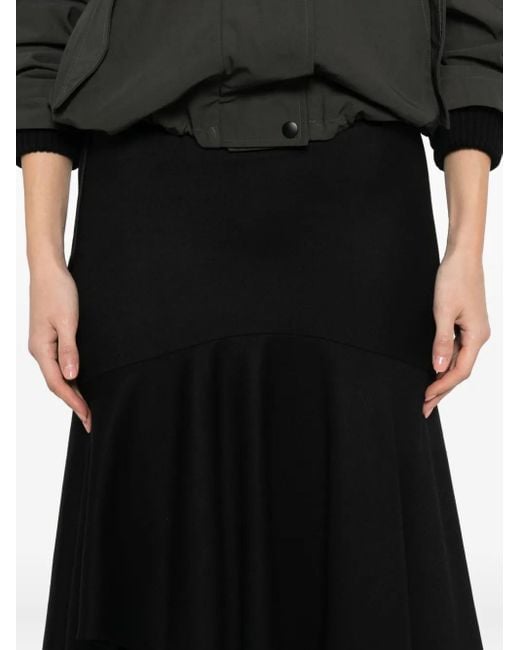 Alberta Ferretti Black Asymmetric Ruffled Skirt