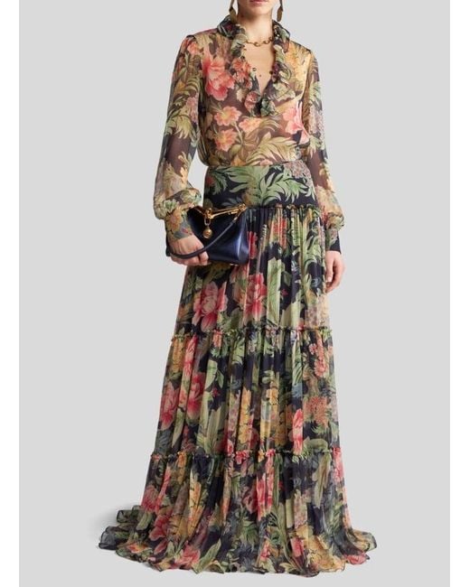 Etro Multicolor Printed Silk Skirt