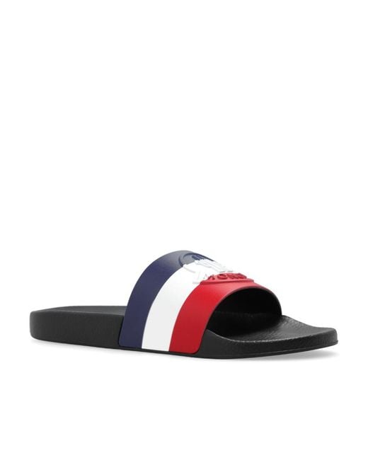 Moncler White Basile Logo Embossed Slides for men
