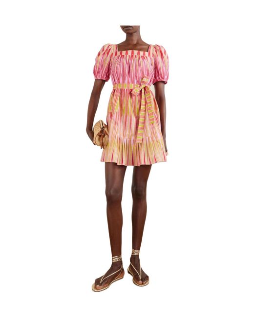 Saloni Pink Printed Cotton Mini Dress