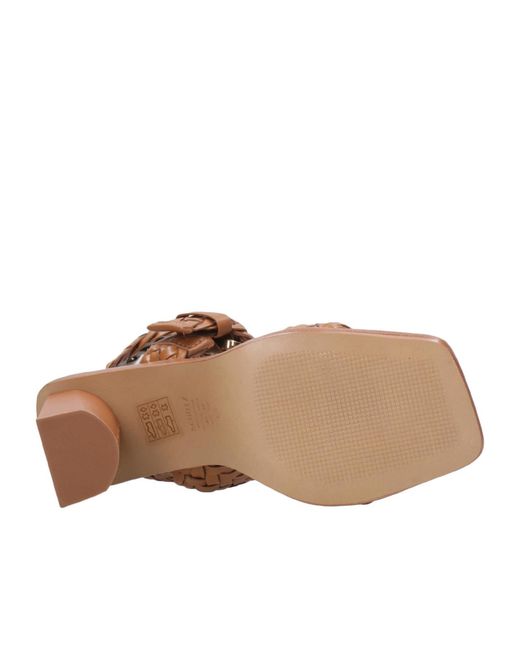 SCHUTZ SHOES Brown Braided Block Heeled Sandals