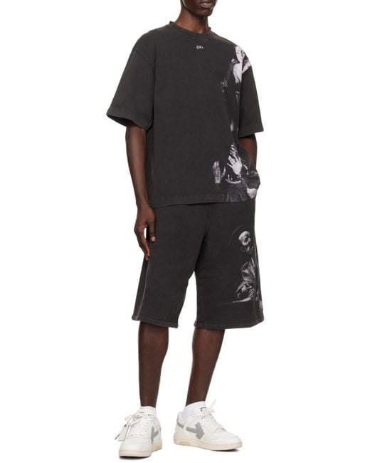 Off-White c/o Virgil Abloh Black Graphic Printed High Waist Shorts for men