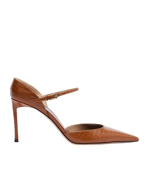 Tom Ford Brown Vertigo Snake-Effect Leather Pumps