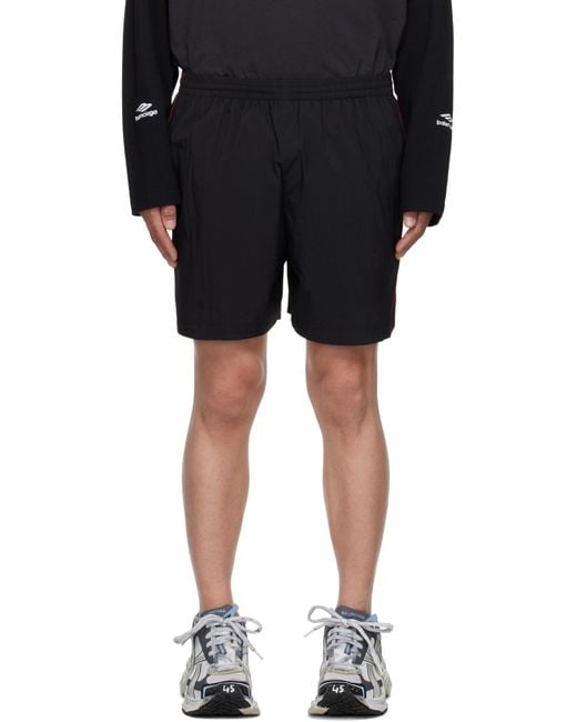 Balenciaga Black Logo Embroidered Tracksuit Shorts for men