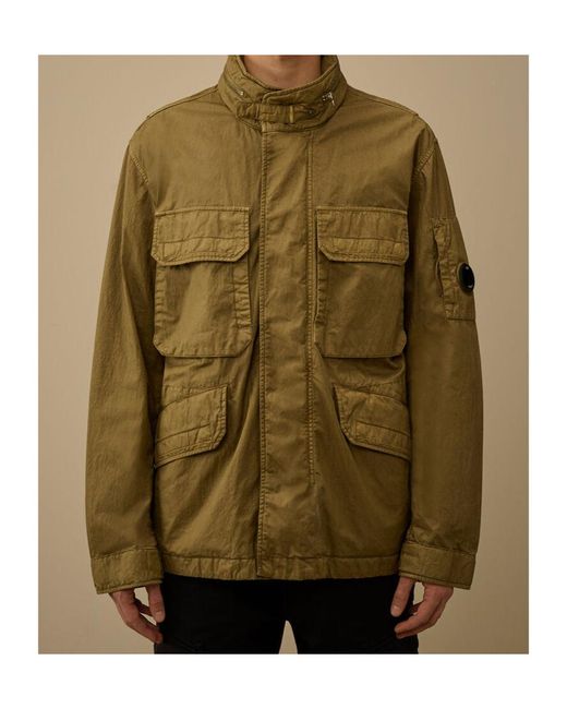C P Company Green Hooded Four-Pocket Jacket for men