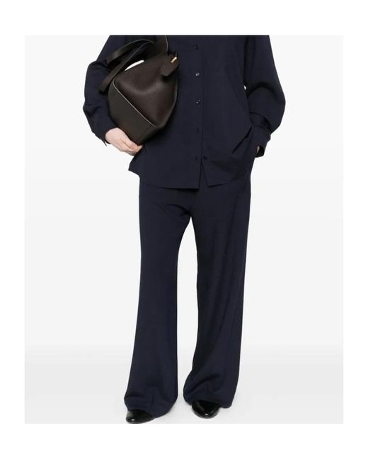 Totême  Blue Wide-Leg Casual Pants