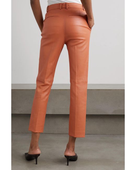 Joseph Orange Leather Skinny Casual Pants