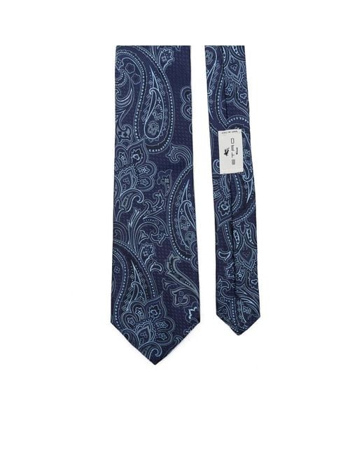 Etro Blue Pattern Jacquard Pointed-Tip Tie for men