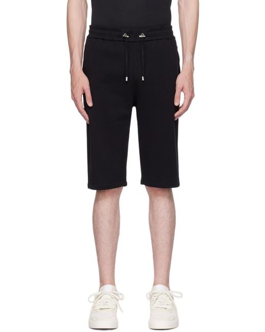 Balmain Black Drawstring Cotton Track Shorts for men