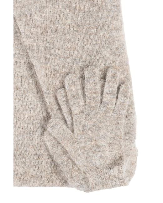 Moschino Natural Rectangular Scarf And Gloves Set