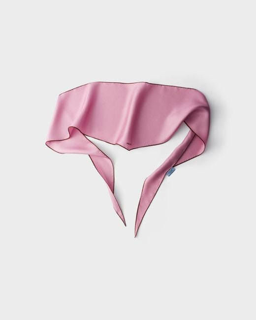 Prada Pink Printed Twill Scarf