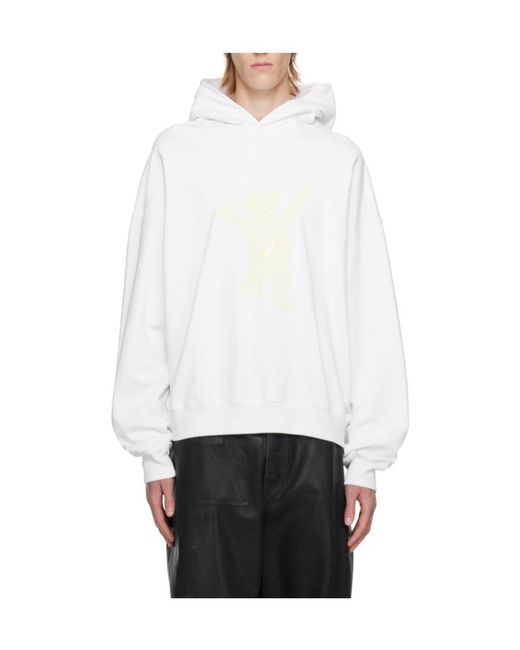 we11done White New Teddy Logo Cotton Hoodie for men
