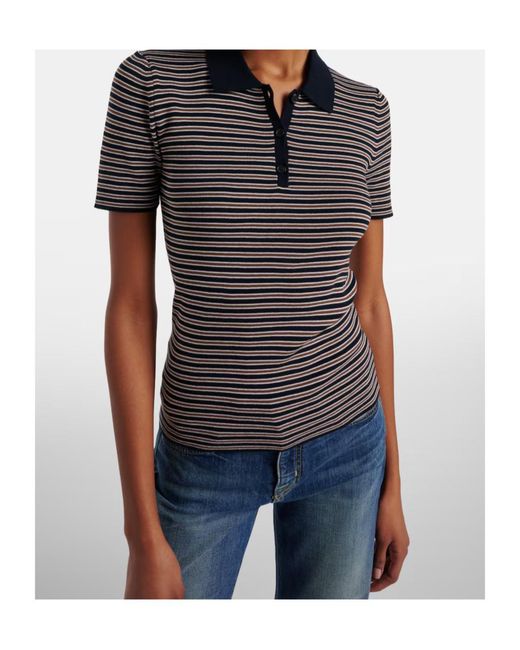 Nili Lotan Black Gemmatta Striped Cotton Polo Shirt