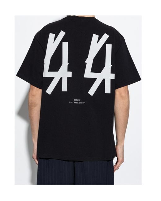 44 Label Group Black Logo-Print T-Shirt for men