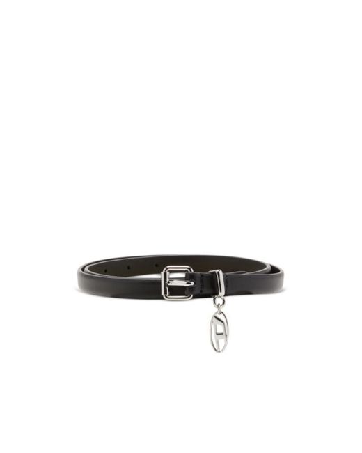 DIESEL White Oval-D Charm Belt