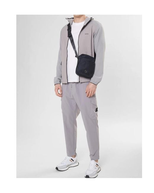 Boss Gray Boss Drawstring Tapered-Fit Pants for men