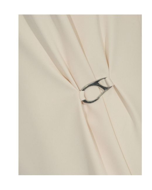 Herno Natural Short Sleeved V-Neck Midi Dress