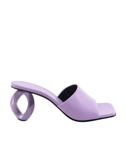 J.W. Anderson Purple Logo Square-Toed High-Heeled Sandals