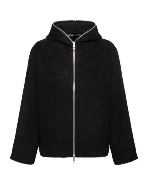 Our Legacy Black Zippered Hooded Long-Sleeved Sweatshirt for men
