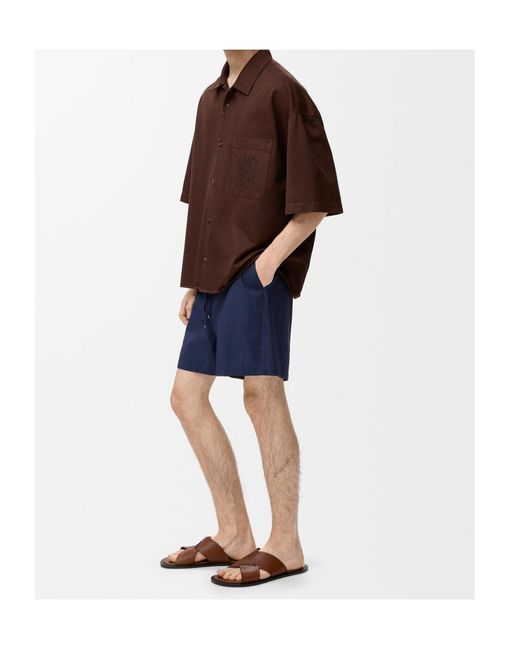 Loewe Blue Anagram-Embroidered Drawstring Shorts for men