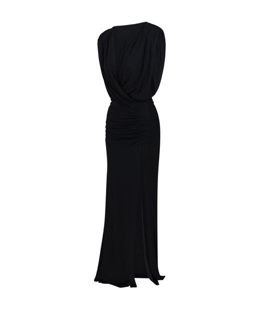 Amazuìn Black Meghan Draped Maxi Dress