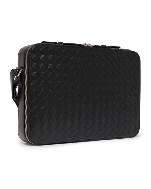 Bottega Veneta Black Weaving Detail Briefcase for men