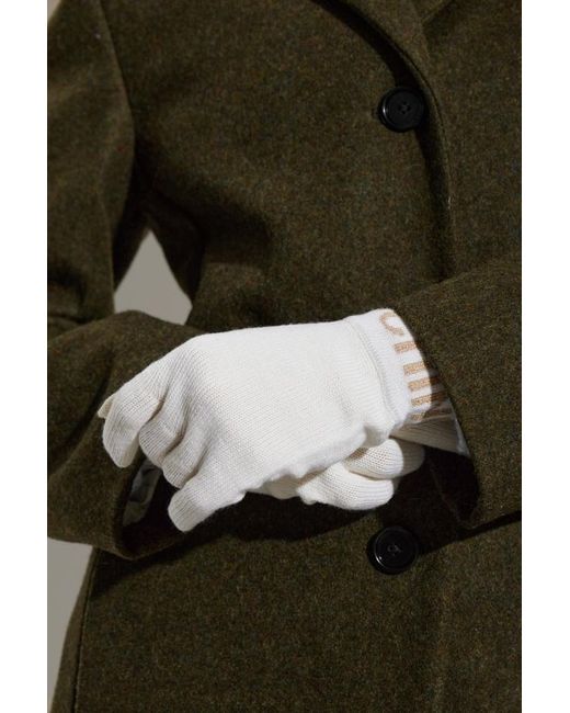 Moschino White Logo Lurex Knitted Gloves for men