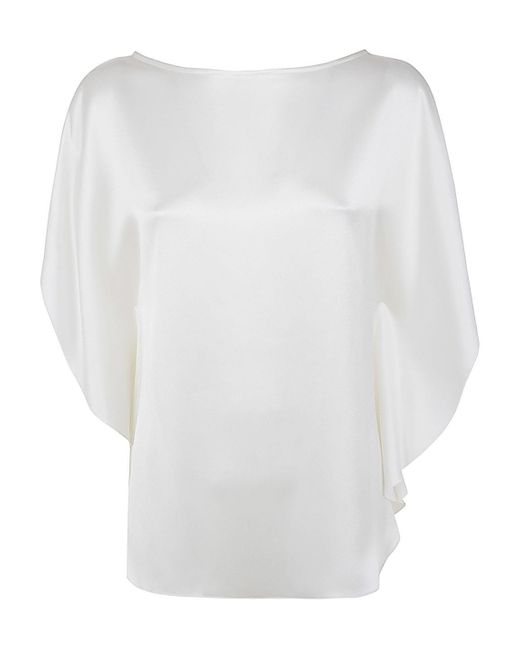 Gianluca Capannolo White Boat-Neck Satin Blouse