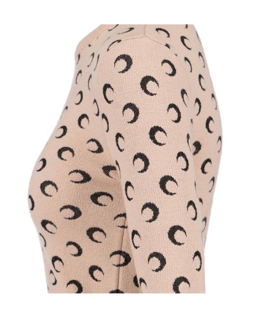 MARINE SERRE Pink Moon Jacquard Cropped Jumper