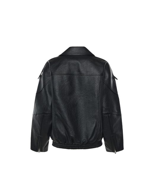 Frankie Shop Black Hudson Faux Leather Bomber Jacket
