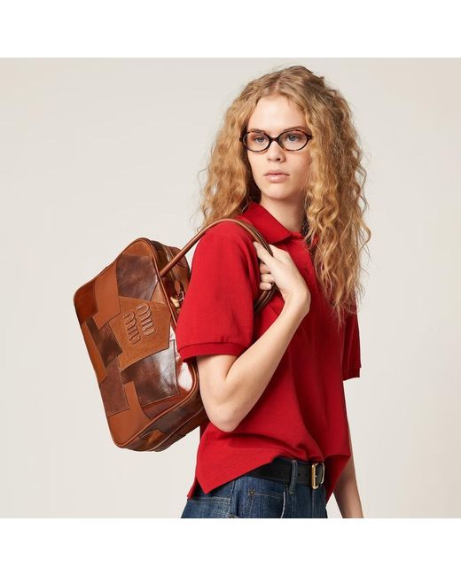 Miu Miu Brown Panelled Zipped Beau Bag