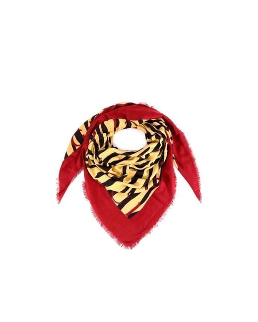 Gucci Red Tiger Print Scarf