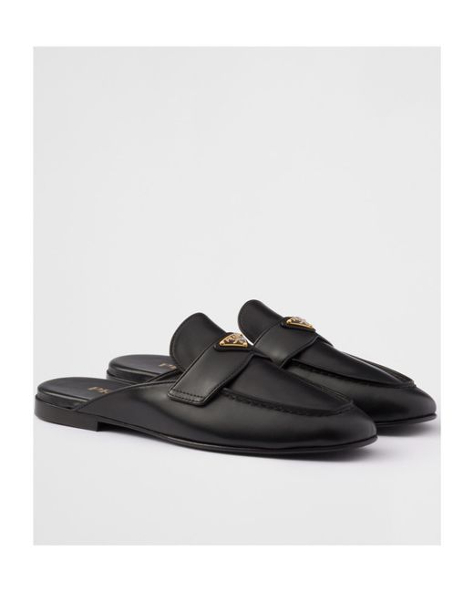 Prada Black Square-Toe Slip-On Mules