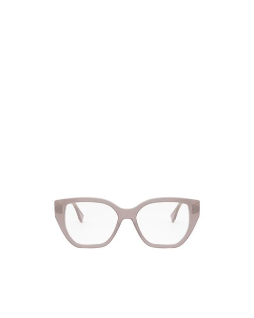 Fendi White Eyewear Geometric-Frame Glasses