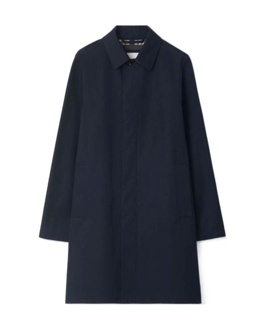 Burberry Blue Long Sleeved Button-Up Coat for men