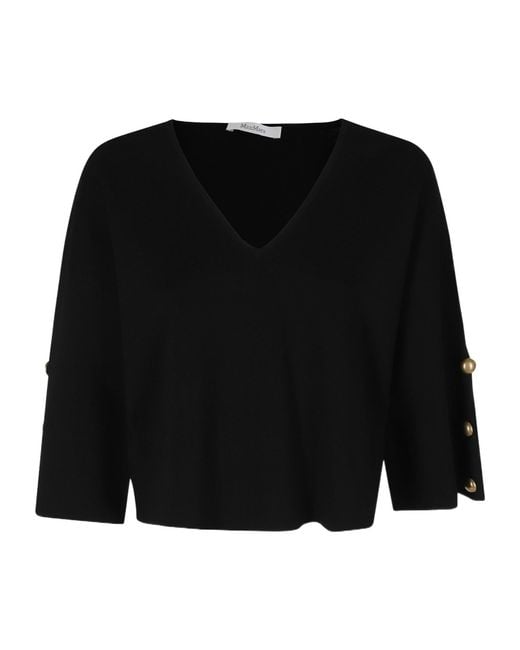 Max Mara Black V-Neck Top