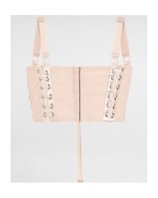 Dolce & Gabbana Pink Lace-Up Satin Corset
