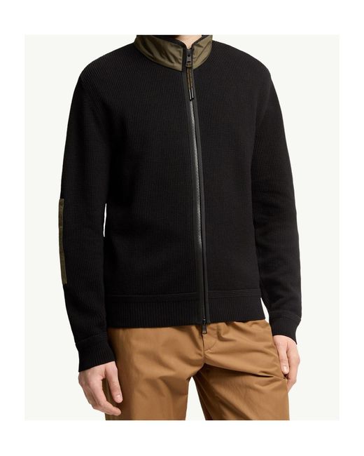 Moncler Black Logo Patch Zip-Up Cardigan for men