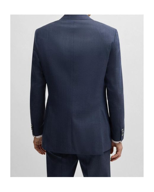 Boss Blue Single-Breasted Blazer And Trousers Set for men